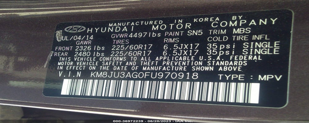 KM8JU3AG0FU970918 2015 HYUNDAI TUCSON photo no. 9