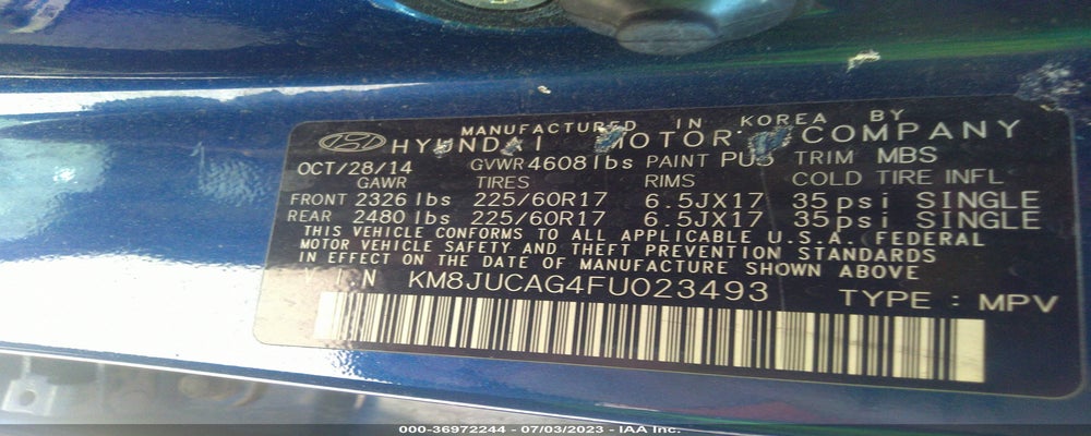 KM8JUCAG4FU023493 2015 HYUNDAI TUCSON photo no. 9