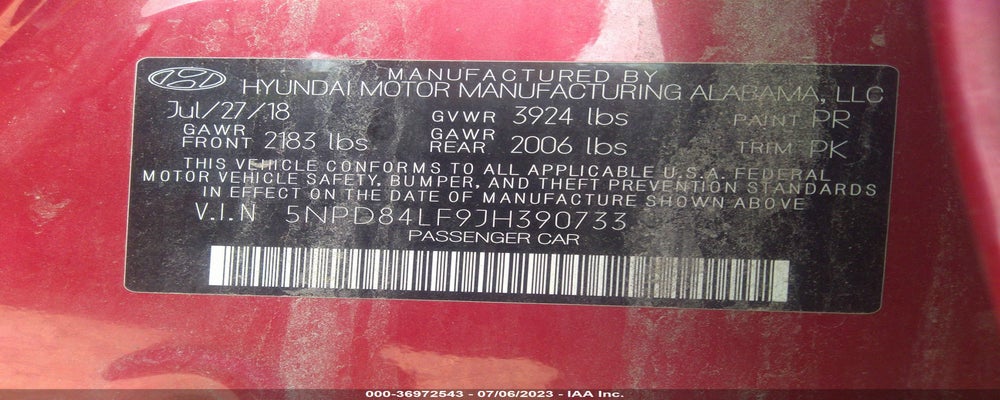 5NPD84LF9JH390733 2018 HYUNDAI ELANTRA photo no. 9