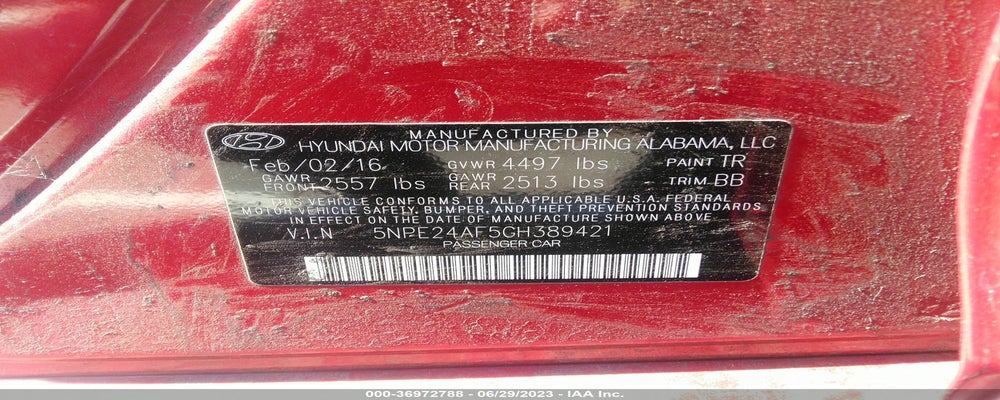 5NPE24AF5GH389421 2016 HYUNDAI SONATA photo no. 9