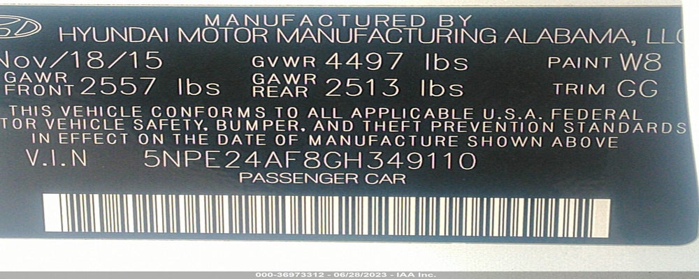 5NPE24AF8GH349110 2016 HYUNDAI SONATA photo no. 9