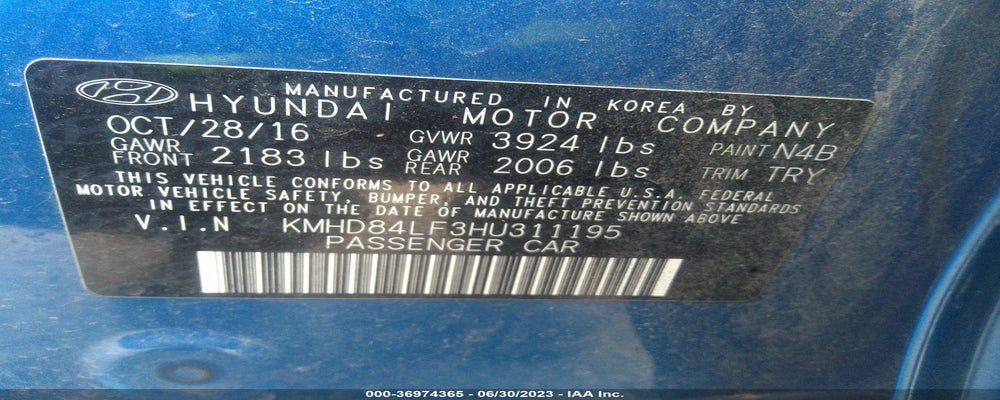 KMHD84LF3HU311195 2017 HYUNDAI ELANTRA photo no. 9
