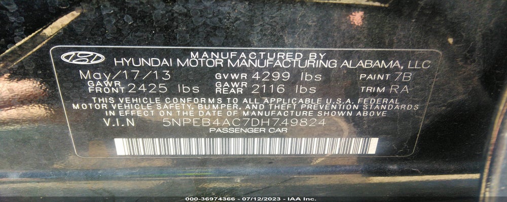 5NPEB4AC7DH749824 2013 HYUNDAI SONATA photo no. 9