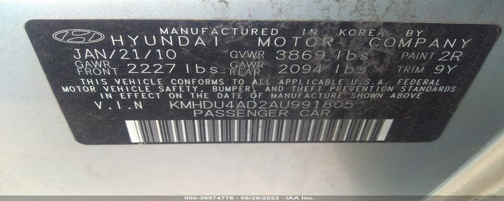 KMHDU4AD2AU991805 2010 HYUNDAI ELANTRA photo no. 9