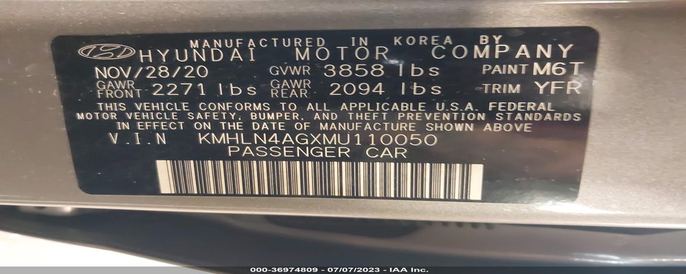 KMHLN4AGXMU110050 2021 HYUNDAI ELANTRA photo no. 9