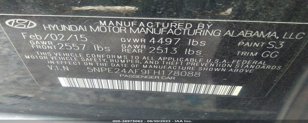 5NPE24AF9FH178088 2015 HYUNDAI SONATA photo no. 9