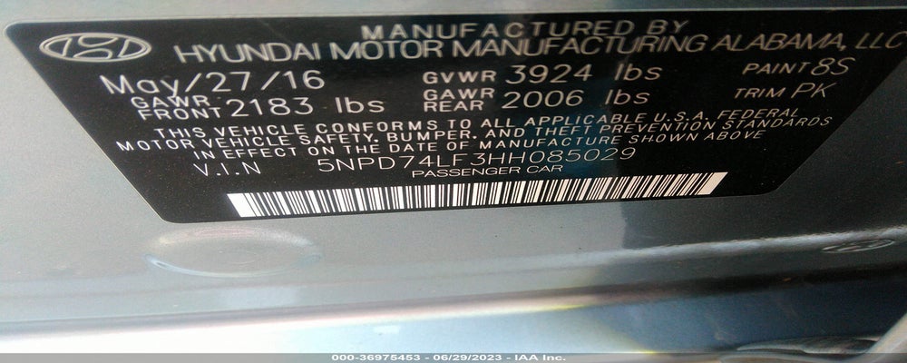 5NPD74LF3HH085029 2017 HYUNDAI ELANTRA photo no. 9