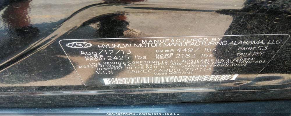5NPEC4AB8DH794114 2013 HYUNDAI SONATA photo no. 9