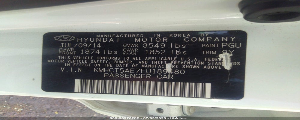 KMHCT5AE7EU189480 2014 HYUNDAI ACCENT photo no. 9