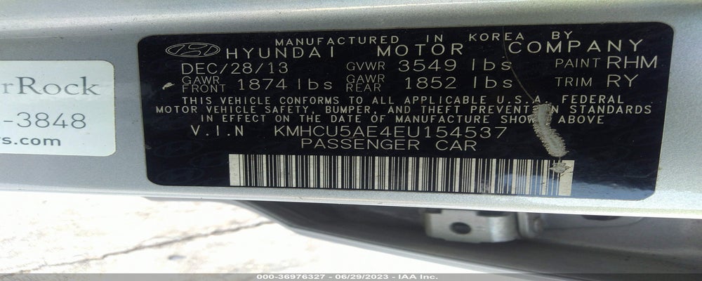 KMHCU5AE4EU154537 2014 HYUNDAI ACCENT photo no. 9