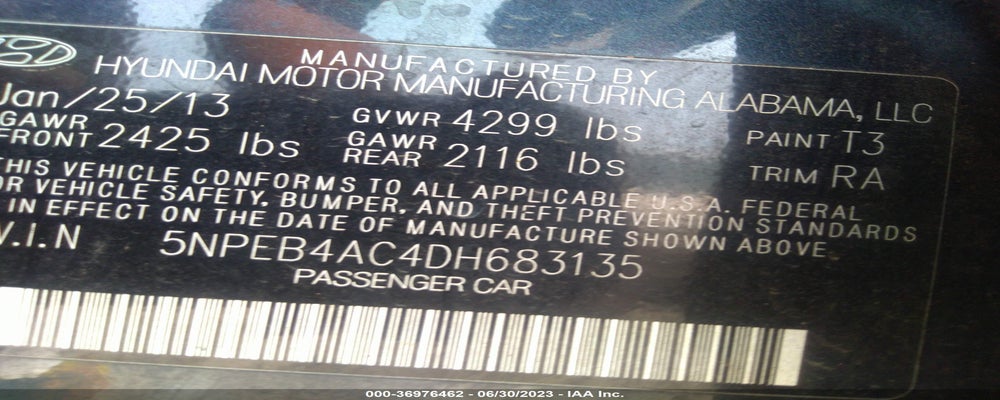 5NPEB4AC4DH683135 2013 HYUNDAI SONATA photo no. 9