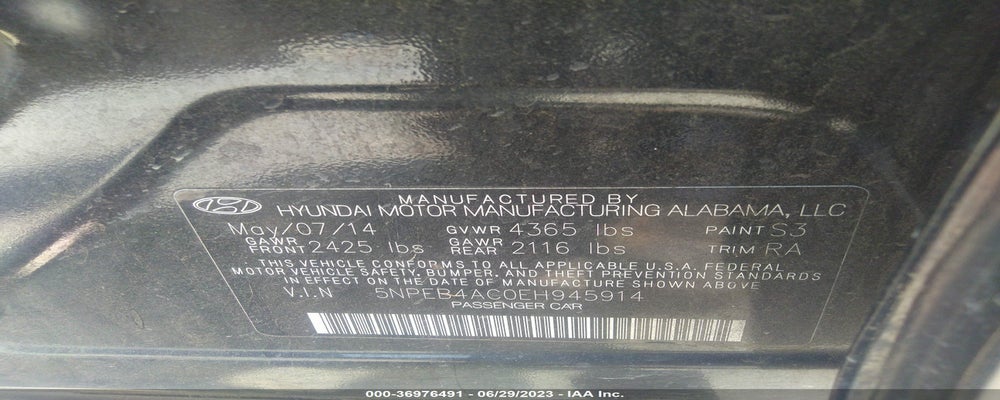 5NPEB4AC0EH945914 2014 HYUNDAI SONATA photo no. 9