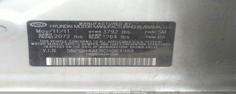 5NPDH4AE8CH064984 2012 HYUNDAI ELANTRA photo no. 9