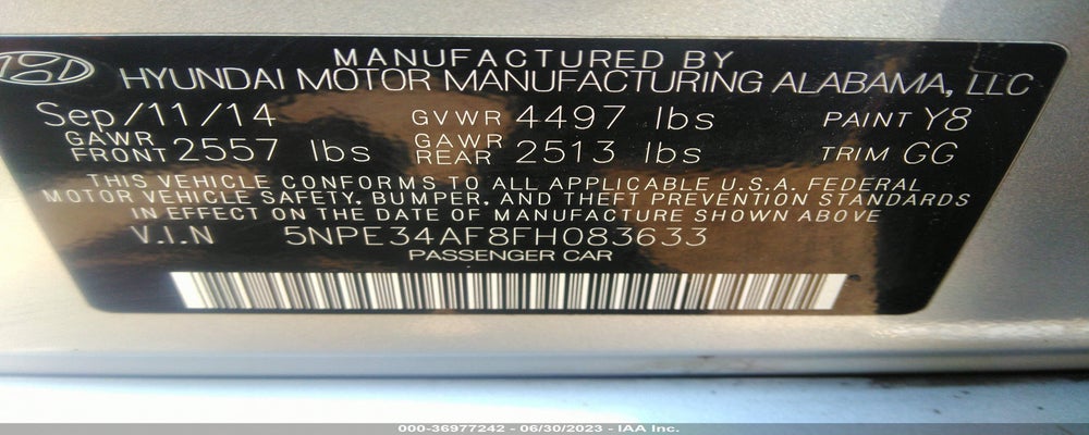 5NPE34AF8FH083633 2015 HYUNDAI SONATA photo no. 9