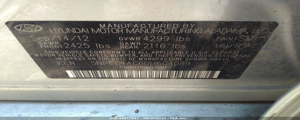 5NPEC4AC6DH604089 2013 HYUNDAI SONATA photo no. 9