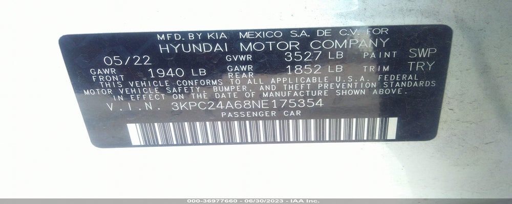3KPC24A68NE175354 2022 HYUNDAI ACCENT photo no. 9