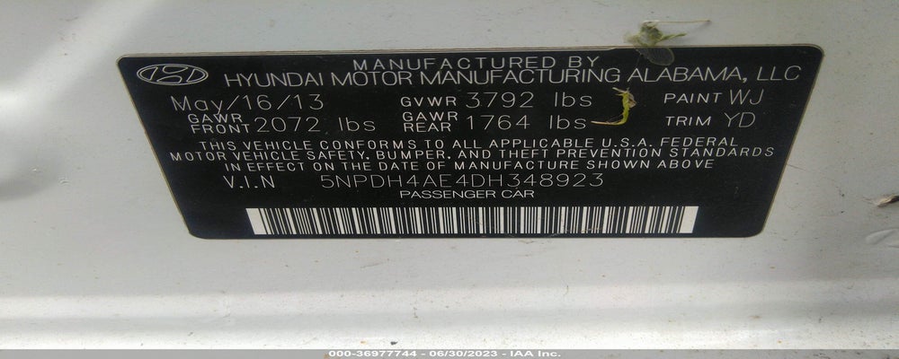 5NPDH4AE4DH348923 2013 HYUNDAI ELANTRA photo no. 9
