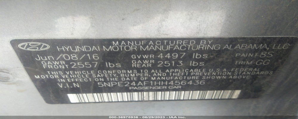 5NPE24AF1HH456436 2017 HYUNDAI SONATA photo no. 9