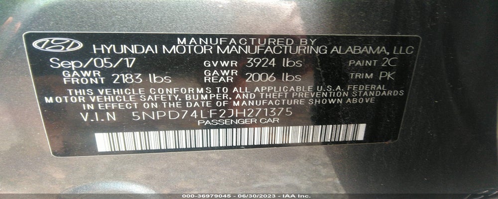 5NPD74LF2JH271375 2018 HYUNDAI ELANTRA photo no. 9
