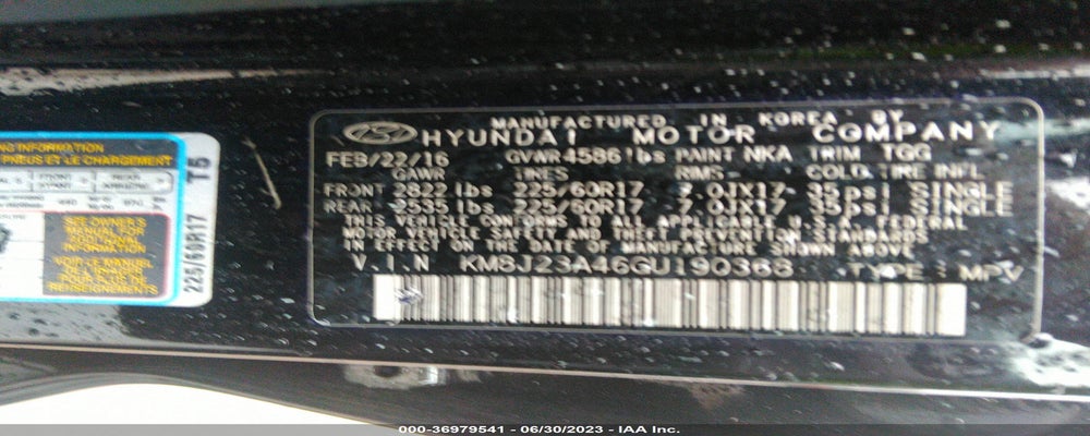 KM8J23A46GU190368 2016 HYUNDAI TUCSON photo no. 9