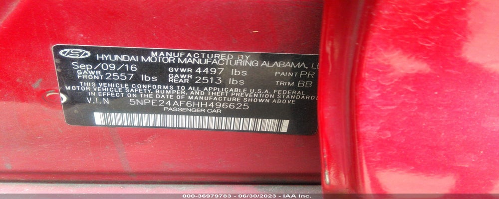 5NPE24AF6HH496625 2017 HYUNDAI SONATA photo no. 9