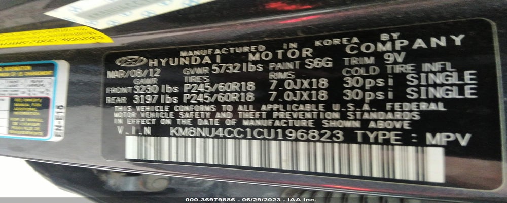KM8NU4CC1CU196823 2012 HYUNDAI VERACRUZ photo no. 9