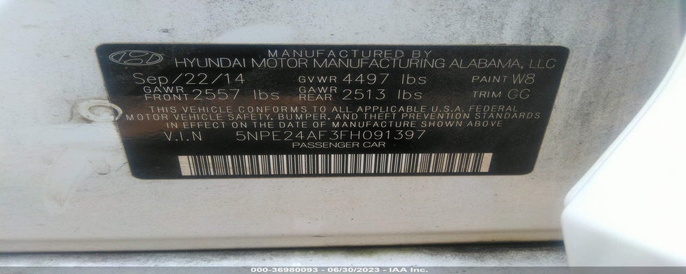 5NPE24AF3FH091397 2015 HYUNDAI SONATA photo no. 9