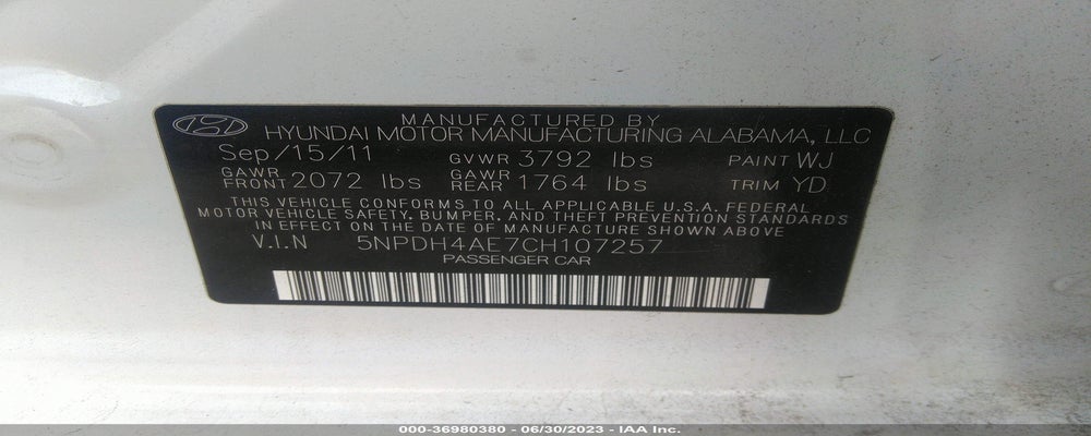 5NPDH4AE7CH107257 2012 HYUNDAI ELANTRA photo no. 9