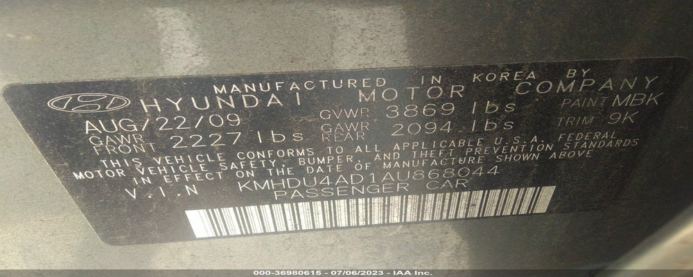 KMHDU4AD1AU868044 2010 HYUNDAI ELANTRA photo no. 9