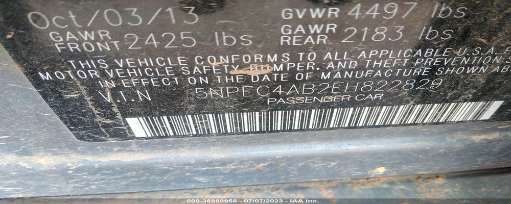 5NPEC4AB2EH822829 2014 HYUNDAI SONATA photo no. 9