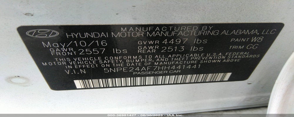 5NPE24AF7HH441441 2017 HYUNDAI SONATA photo no. 9