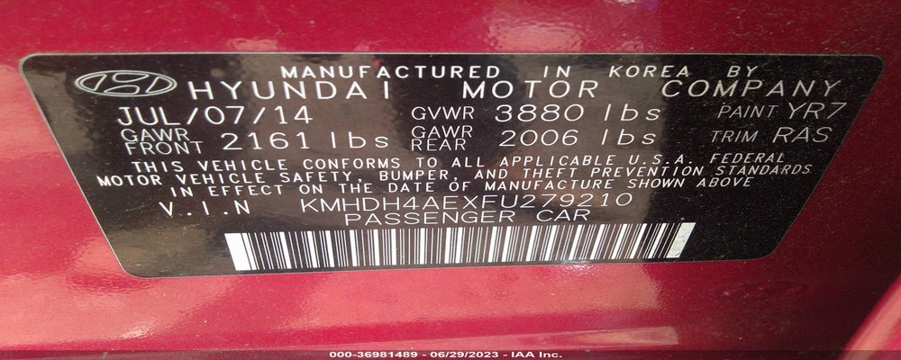 KMHDH4AEXFU279210 2015 HYUNDAI ELANTRA photo no. 9
