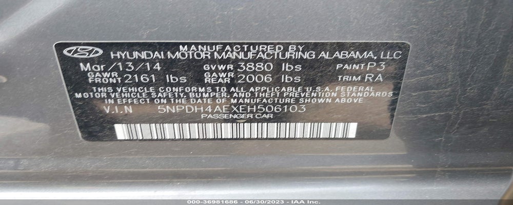 5NPDH4AEXEH506103 2014 HYUNDAI ELANTRA photo no. 9