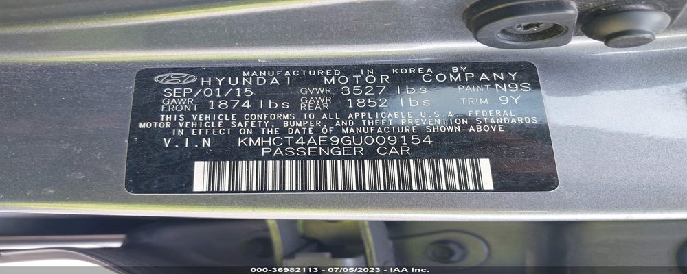 KMHCT4AE9GU009154 2016 HYUNDAI ACCENT photo no. 9