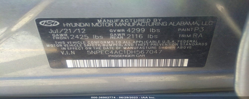 5NPEC4AC1DH567047 2013 HYUNDAI SONATA photo no. 9