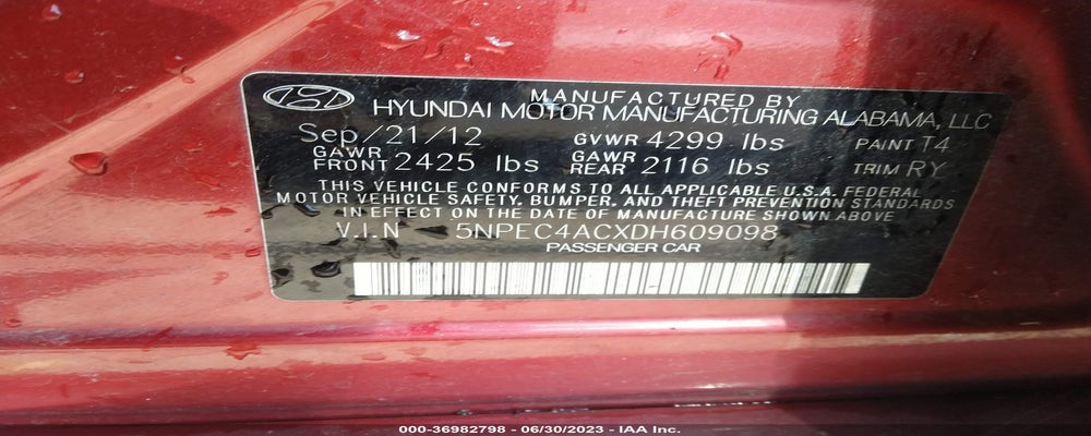 5NPEC4ACXDH609098 2013 HYUNDAI SONATA photo no. 9