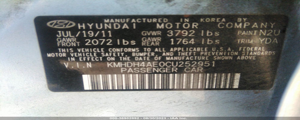 KMHDH4AEOCU252951 2012 HYUNDAI ELANTRA photo no. 9