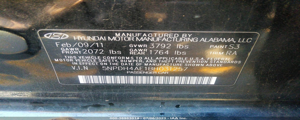 5NPDH4AE1BH031257 2011 HYUNDAI ELANTRA photo no. 9