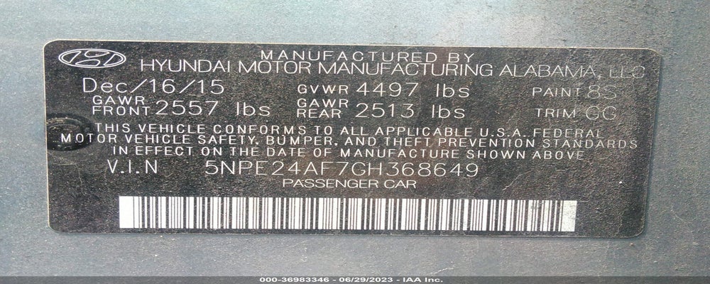 5NPE24AF7GH368649 2016 HYUNDAI SONATA photo no. 9