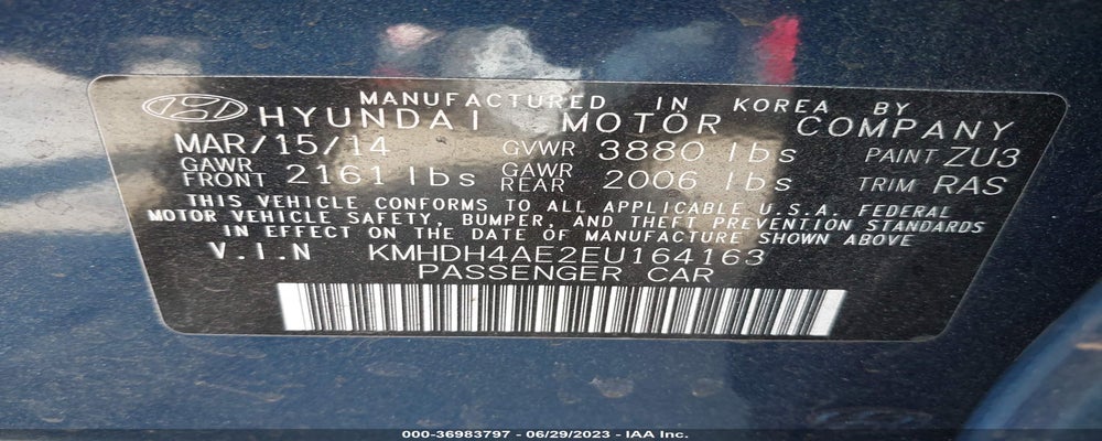 KMHDH4AE2EU164163 2014 HYUNDAI ELANTRA photo no. 9