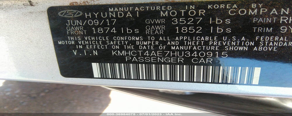 KMHCT4AE7HU340915 2017 HYUNDAI ACCENT photo no. 9