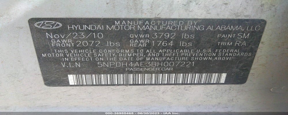 5NPDH4AE3BH007221 2011 HYUNDAI ELANTRA photo no. 9