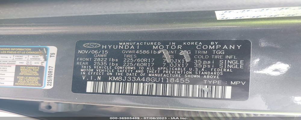 KM8J33A48GU118455 2016 HYUNDAI TUCSON photo no. 9