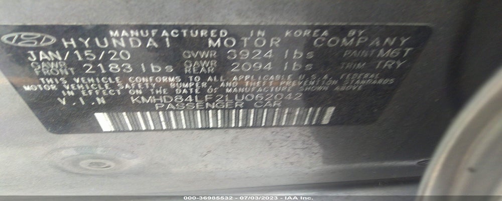KMHD84LF2LU062042 2020 HYUNDAI ELANTRA photo no. 9