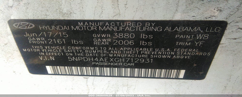 5NPDH4AEXGH712931 2016 HYUNDAI ELANTRA photo no. 9