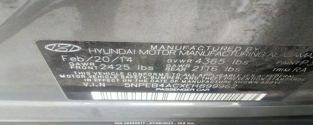 5NPEB4ACXEH899962 2014 HYUNDAI SONATA photo no. 9