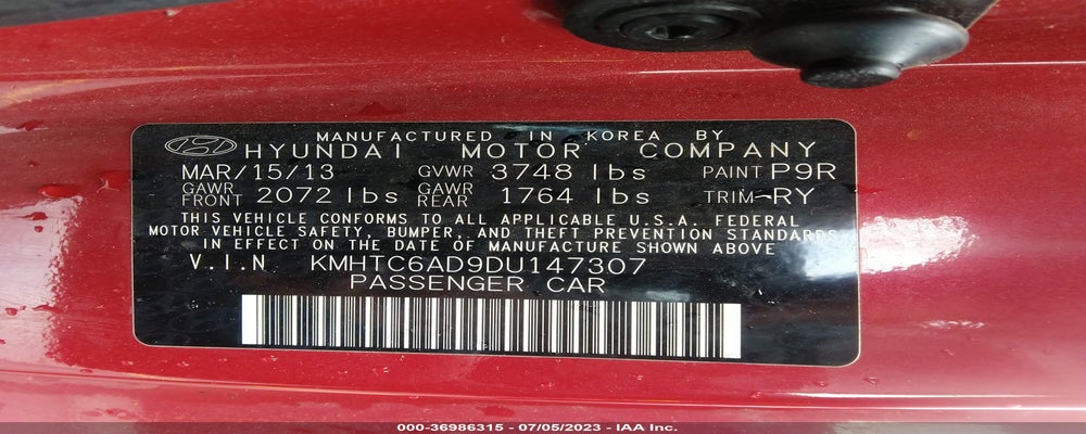 KMHTC6AD9DU147307 2013 HYUNDAI VELOSTER photo no. 9