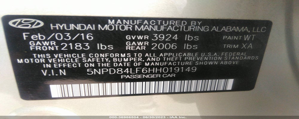 5NPD84LF6HH019149 2017 HYUNDAI ELANTRA photo no. 9