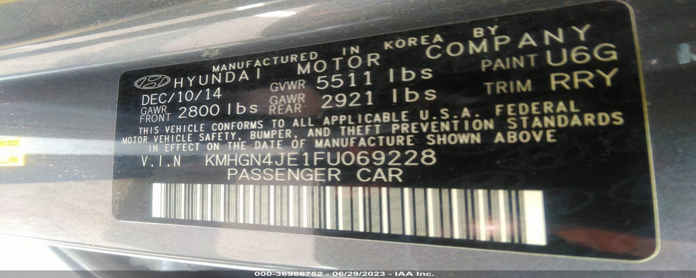 KMHGN4JE1FU069228 2015 HYUNDAI GENESIS photo no. 9