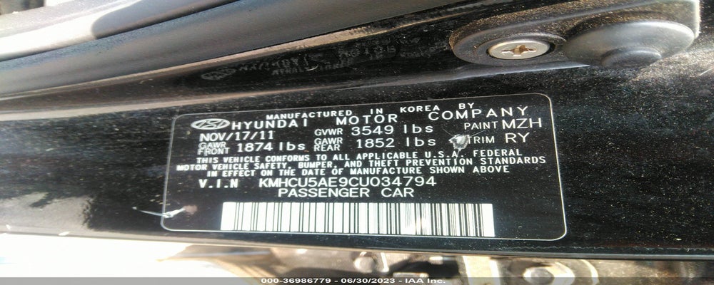KMHCU5AE9CU034794 2012 HYUNDAI ACCENT photo no. 9